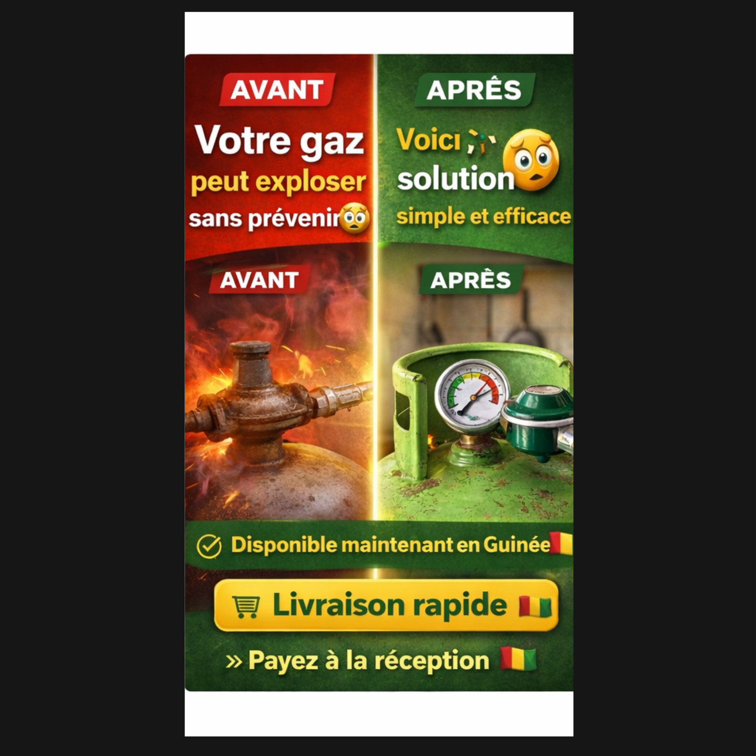 Détendeur de Gaz Anti-Fuite avec Manomètre