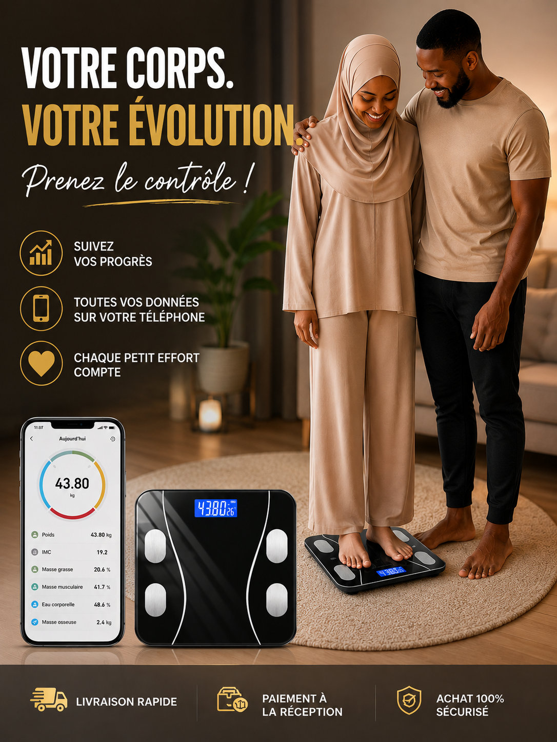 La balance qui révèle ton corps sur ton téléphone