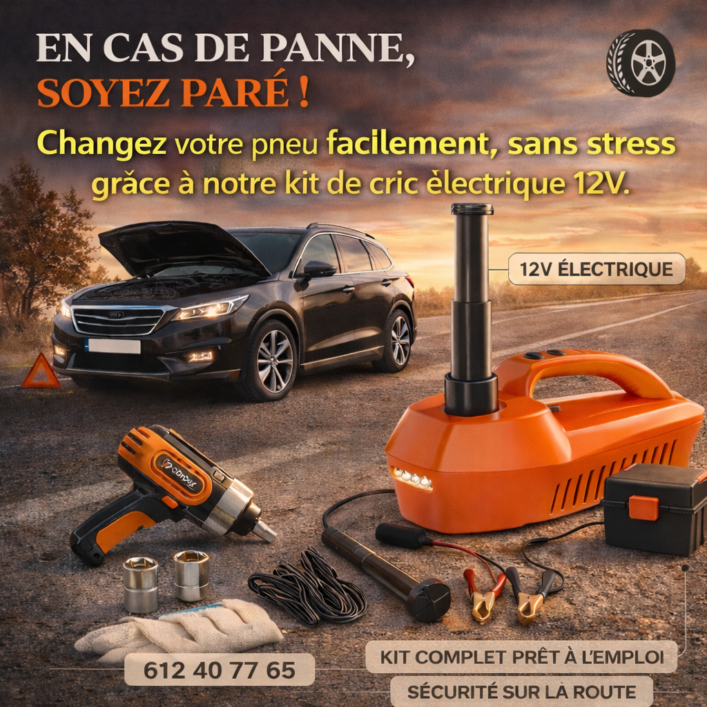 Kit de Cric Électrique ZoneMarket : Changez vos pneus sans effort et en un temps record !