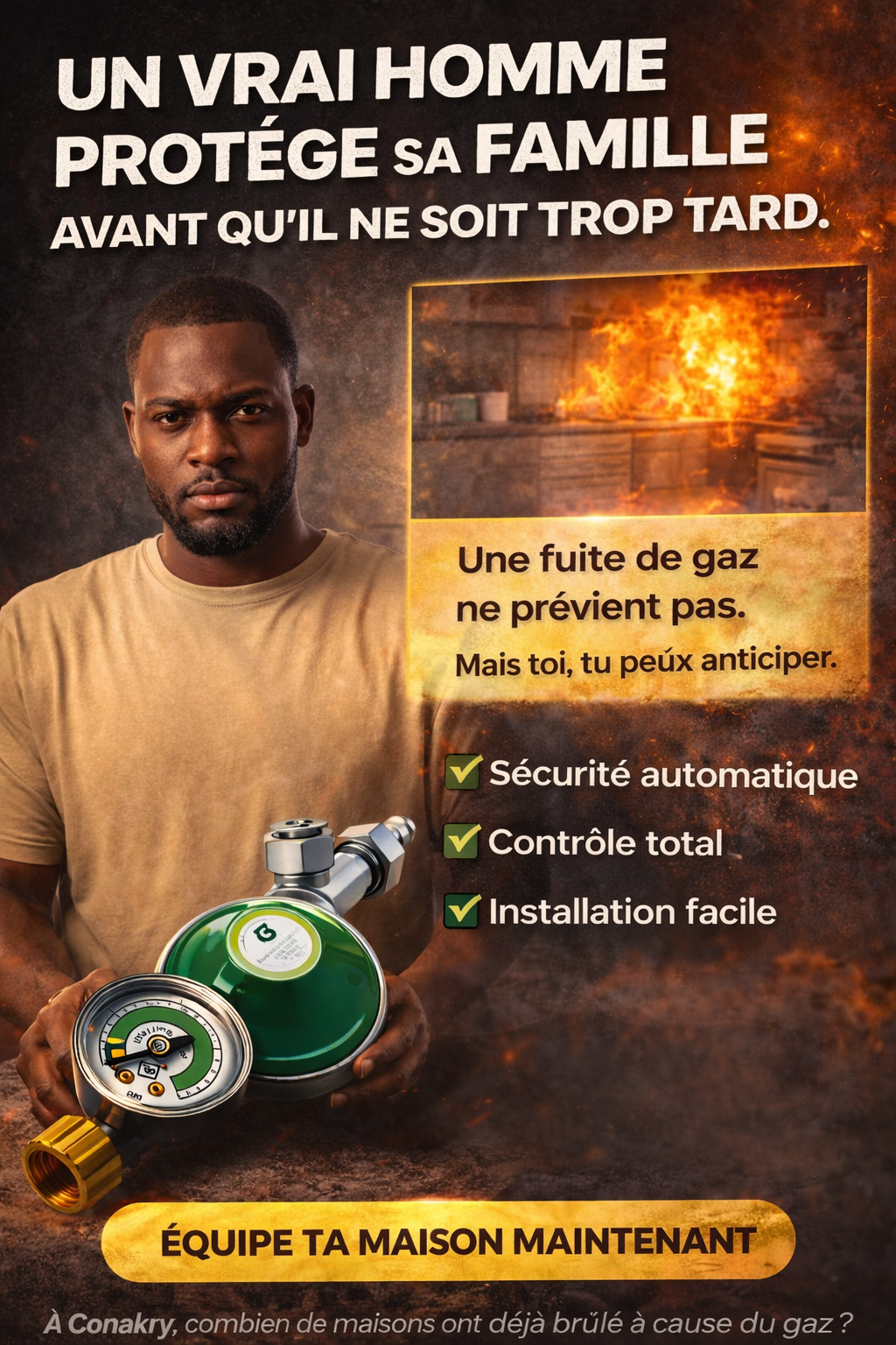 Détendeur de Gaz Anti-Fuite avec Manomètre