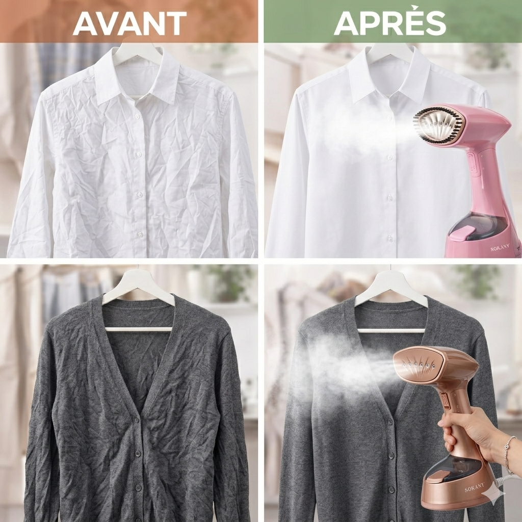 DÉFROISSEUR À VAPEUR AVEC DOUBLE MULTIFONCTION .