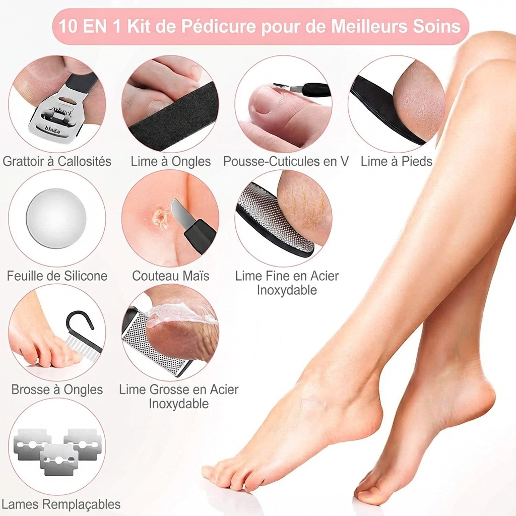 Offrez à vos Pieds la Douceur d'un Bébé — Kit Pédicure Électrique Pro 10-en-1